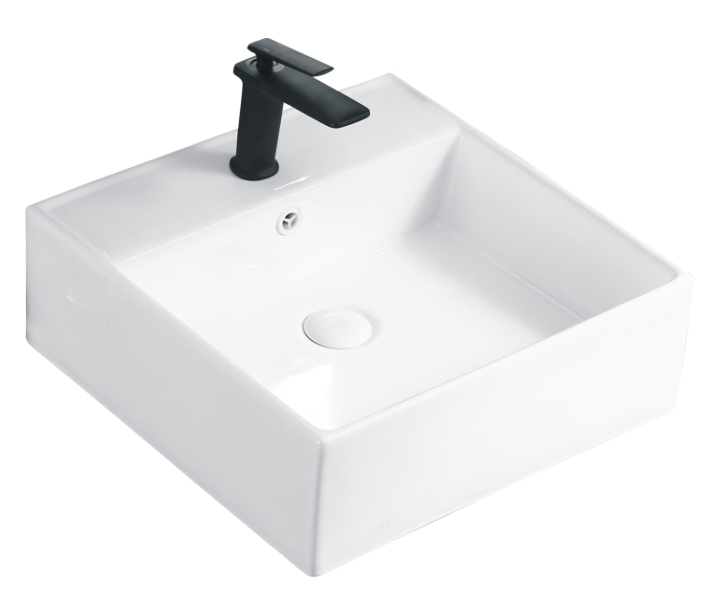 Oben Counter Quadrat Ceramic Art Basin