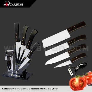 5 Pcs Ceramic kitchen knives in acrylic stand