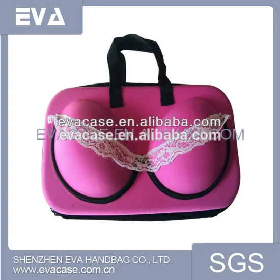 travel eva bra case of custom eva bra bag with handle and zipper of waterproof eva travel bra box with customer design