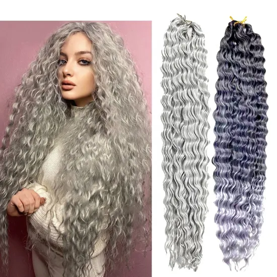 Deep Wave Braiding Hair Synthetic Crochet Wavy Egyptian Curly Ombre Afro Long Deep Hair Extension for Russia