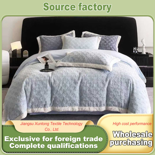 Conjunto de cama de lã de cordeiro azul para um sono aconchegante