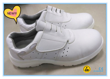 good quality white color microfiber leather upper PU outsole clean room wing white ESD safety shoes