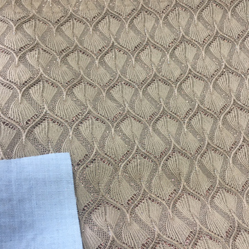 Tecido de malha de malha de jacquard listrado de malha com glitter