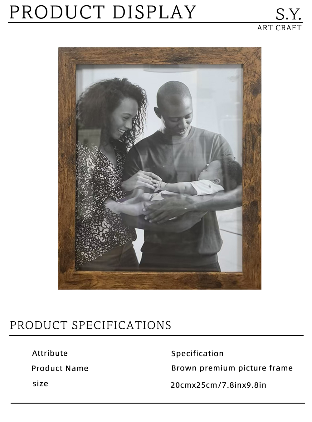 Elegant Brown Vintage Wooden Picture Frame X