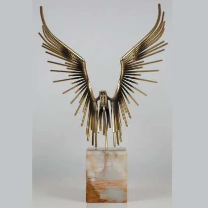 Home decor eagle wing sculpture beauty bronze eagle trophy