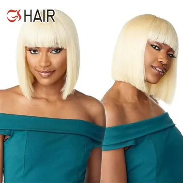 Blonde Bob Wig with Bangs - Remy Human Hair Wig GS 613#