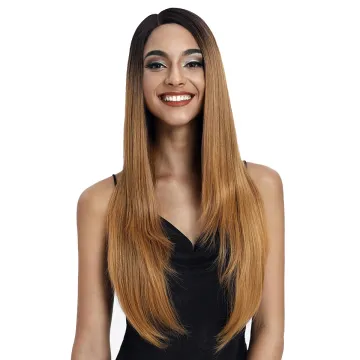 ''REBECCA FASHION''  28 inches Ombre Blonde Long Straight Heat Resistant Fiber Lace Front Wigs Synthetic Hair Wigs For Women