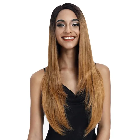 ''REBECCA FASHION''  28 inches Ombre Blonde Long Straight Heat Resistant Fiber Lace Front Wigs Synthetic Hair Wigs For Women