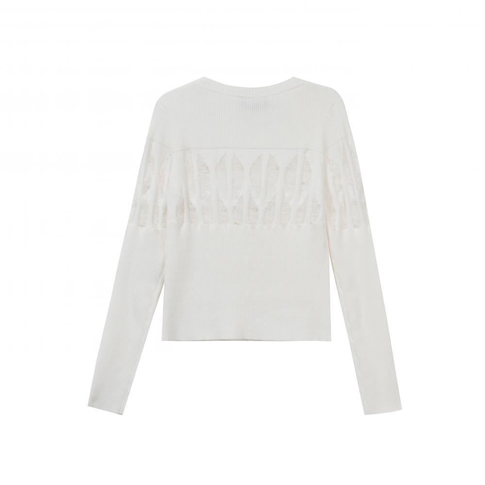 Crew-neck Long-sleeved Woolen Blouse