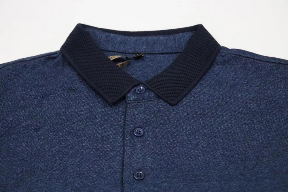 Polo de hilo mixto con cuello sólido para hombre