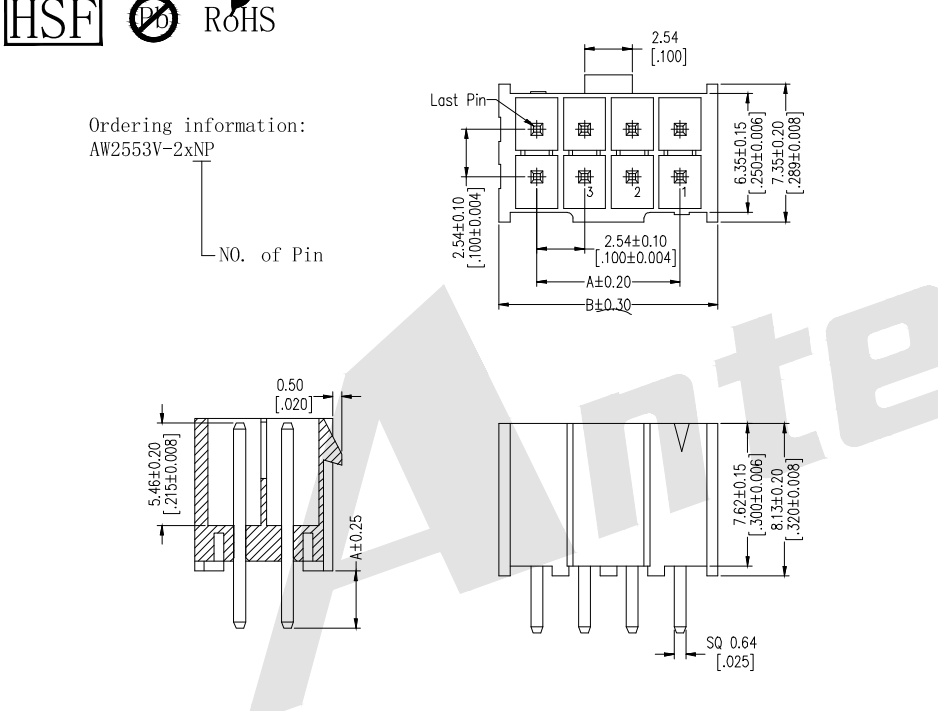 2.54mm zift 180 ° gofret Çift Sıralı Konektör Serisi