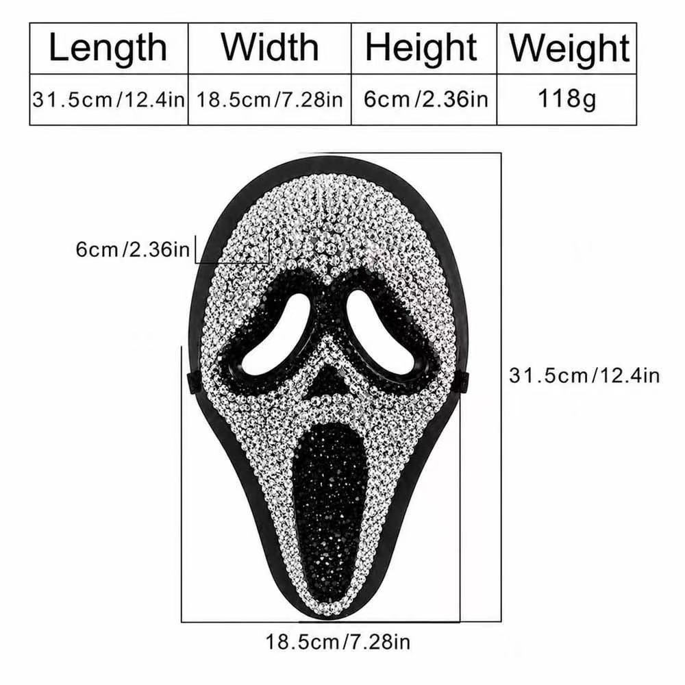 Rhinestone Scream Ghost Halloween Full Mask
