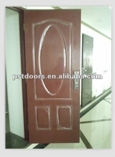 apartment residential house door,steel single leaf door,three panel steel door( arch top)