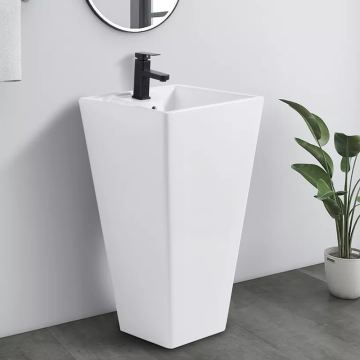 Factory Wholesale White Pedestal Vessel Sink for Bathroom