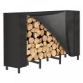 Rack de bois de chauffage noir extérieur avec couvercle étanche