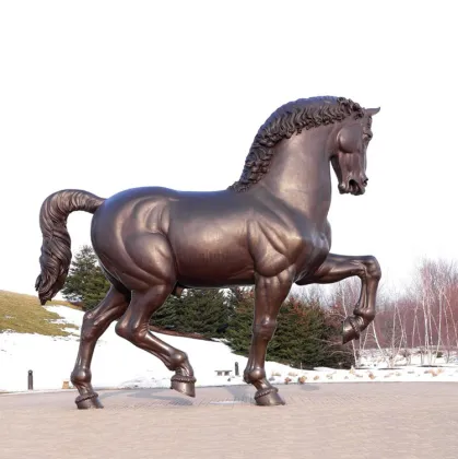 Decorative meaningful bronze animal statue brass mather and son horse sculpture