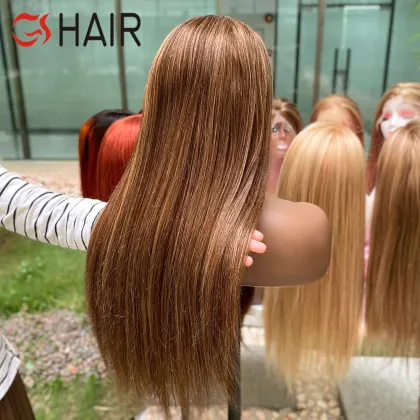 GS 13x4 Pre Plucked Straight Brown and Blonde Highlight Human Hair Wig