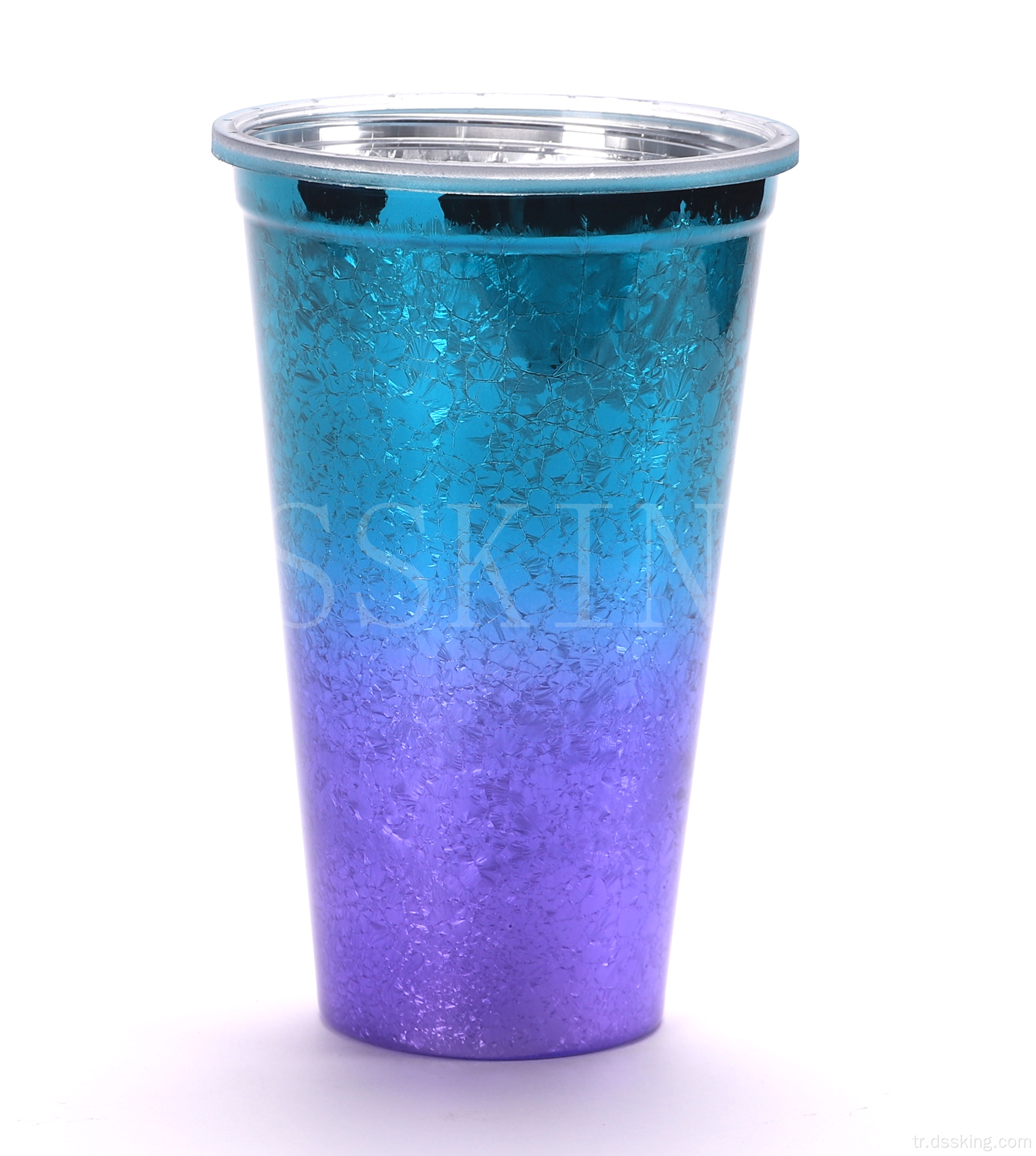 16 oz çift katmanlı kapaklı plastik fincan