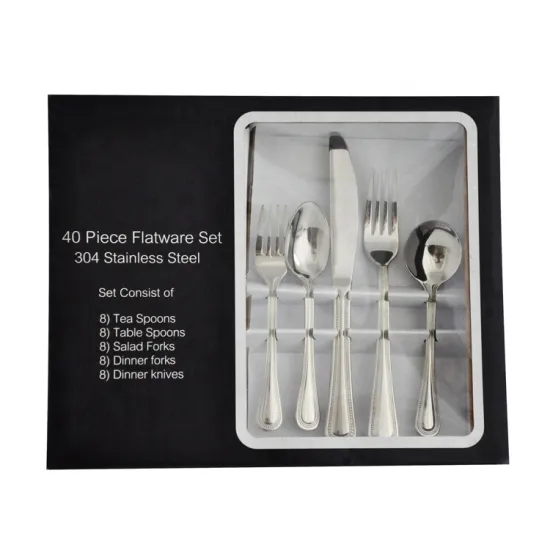 40-Piece Stainless Steel Flatware Set - Silver Spoons, Forks, and Knives for Parties