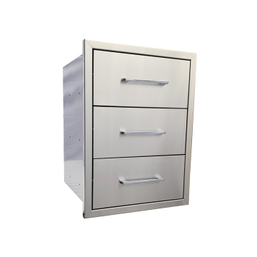 New Arrival  Bbq Outdoor Kitchen Supplies Stainless Steel Triple Storage Drawer For Sale