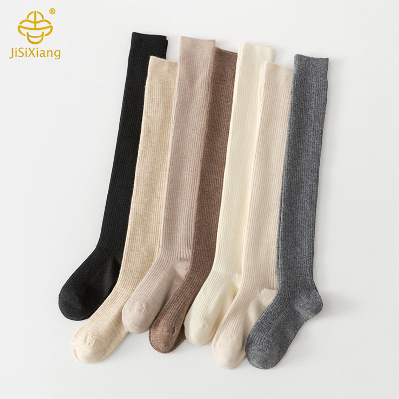 thick vertical striped solid color long sock