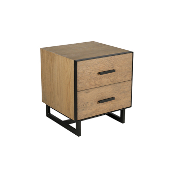 MRS WOODS: Vintage Metal and Reclaimed Oak Wooden Nightstands for Home Furniture