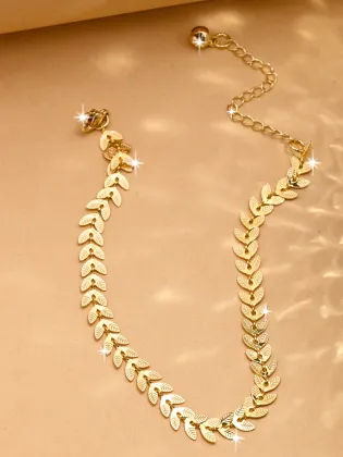 18K Gold Leaf Arrow Chain Anklet - Bohemian Stainless Steel Beach Jewellery for Women