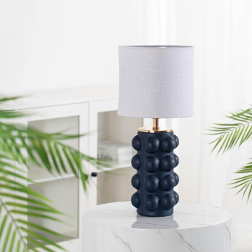 Unique Nordic White Shade Nightstand Table Lamp with Blue Design for Bedroom, Living Room, and Home Office