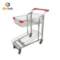 Trolley à main levée de supermarché en métracée en métal à double couche