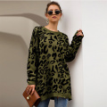 Langarm Sweaters von Frauen gelegentlicher Leopardendrucken