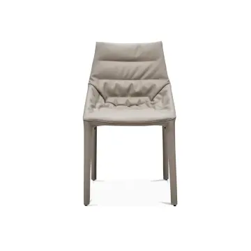 Leather Upholstered Dining Chair Curved Back Kitchen Chair