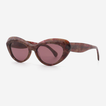 Cat Eye Lamination Bevel Acetate Women's Sunglasses