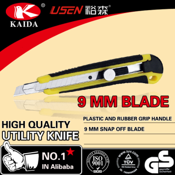 Stationery 9mm twist lock rubber grip cutter knife