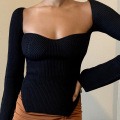 Frauen sexy Pullover gerippt gestrickt