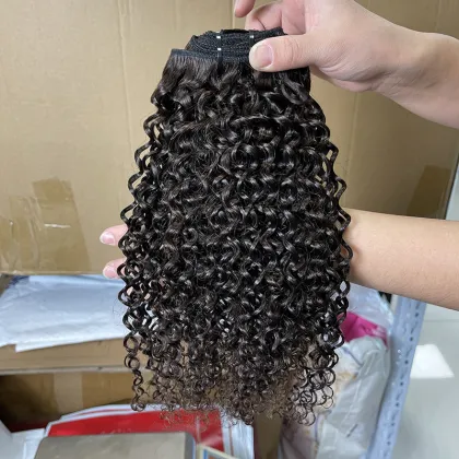 kinky curly clip in hair extensions,full head brazilian machine hair clip extension,clips for hair extensions