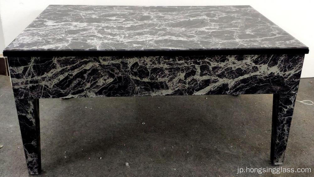 コーヒーテーブル黒いガラス大理石のパターン