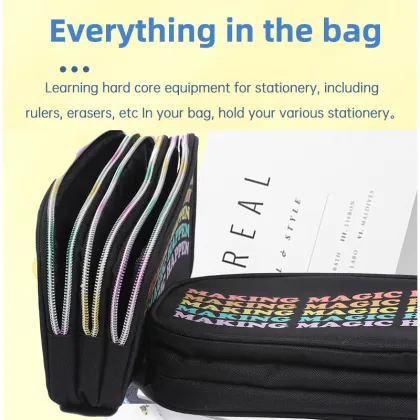 Three zipper pencil case gradient color pencil case