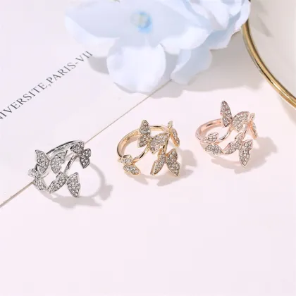 High Quality Diamond Charm Ring for Women - Elegant Bling Butterfly Ring