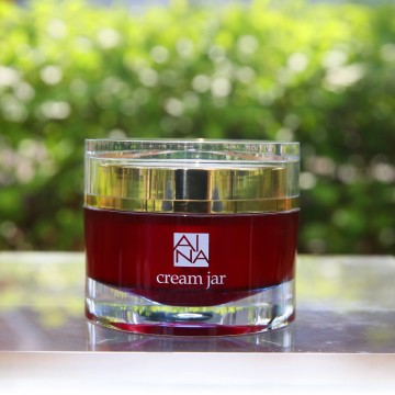 50g read acrylic cream jar with gold lid