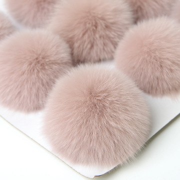 8cm Natural Fox Fur Pom Pon Ball with Rubberband