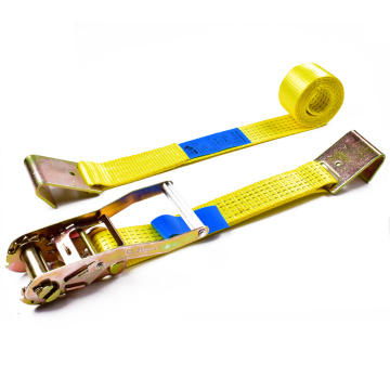 2" 5 Ton 50mm OEM Logo Aluminum Long Handle Ratchet Buckle Cargo Tensioner Lashing Belt With 2 Inch Flat Hooks