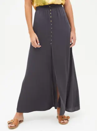 Summer half-length slit long skirt
