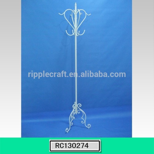 White Wrought Iron Coat Rack with Hat Hooks Wholesale