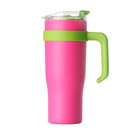 40oz Insulated Tumbler with Handle and 2-in-1 Straw Lid: Keep Drinks Hot or Cold on-the-go