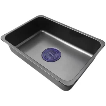 Modern Handmade Stainless Steel Kitchen Sink with Waterfall Faucet and Inner Drainer Basket