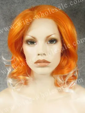 ombre shorts kinky curly lace front wigs synthetic orange