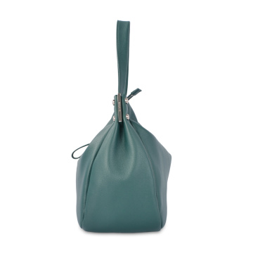 Lady Casual Pure Color Leather Plain Hobo Bag
