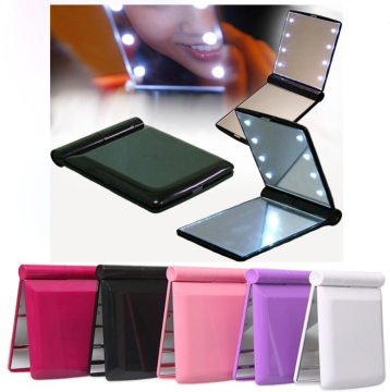 Perjalanan Portable Folding Mini Vanity Cosmetic Makeup LED Mirror dengan 8 LED