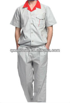 Unisex grey short sleeves button front cotton/polyester coverall_workwear