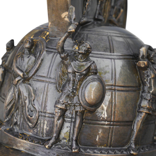 Roman Bronze Helmet Sculpture Patina and Stand Display